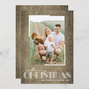 Rustic Brown Christmas Photo Holiday Card