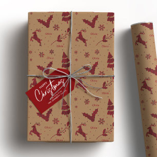 Rustic Brown Christmas Plaid  Wrapping Paper