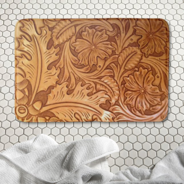 Rustic brown cowboy fashion western leather bath mat (Rustic brown cowboy fashion western leather bath mat)