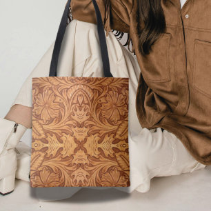 Rustic brown cowboy fashion western leather tote bag