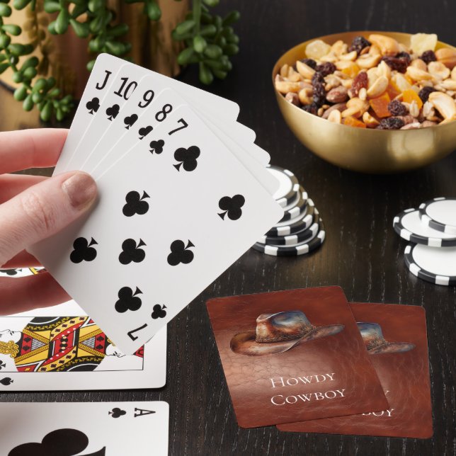 Rustic Brown Cowboy Hat Playing Cards (In Situ)