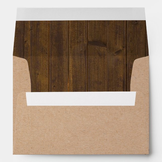 Rustic Brown Craft Paper and Wood Look Envelope (Back (Bottom))
