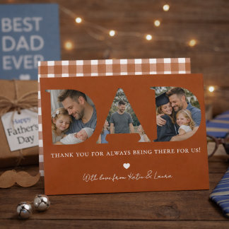 Rustic Brown Dad Photo Collage Father Day Gift Holiday Card