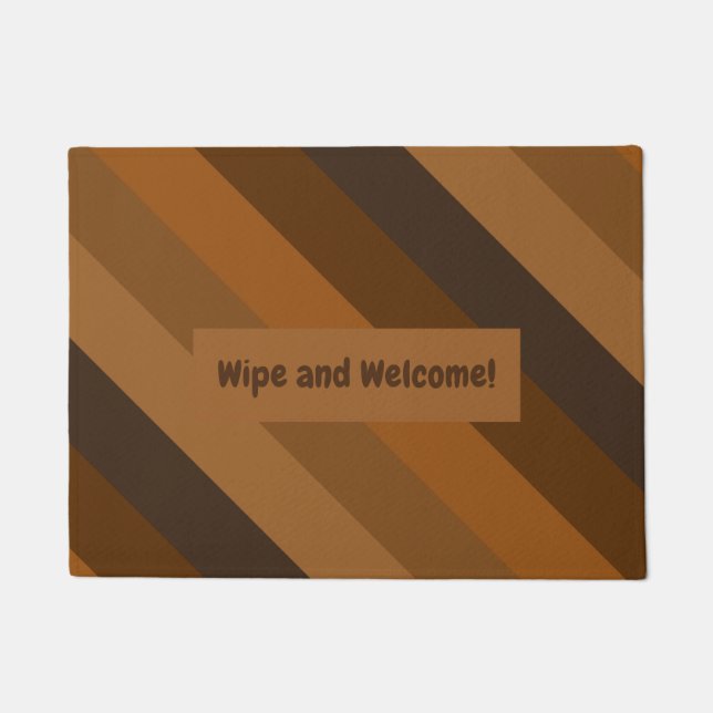 Rustic Brown Diagonal Stripes Doormat (Front)