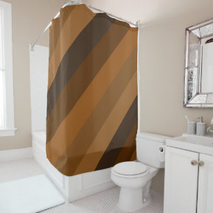 Rustic Brown Diagonal Stripes Shower Curtain