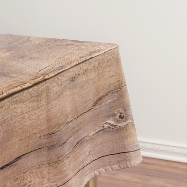 Rustic Brown Distressed Wood Farmhouse Tablecloth (In Situ)
