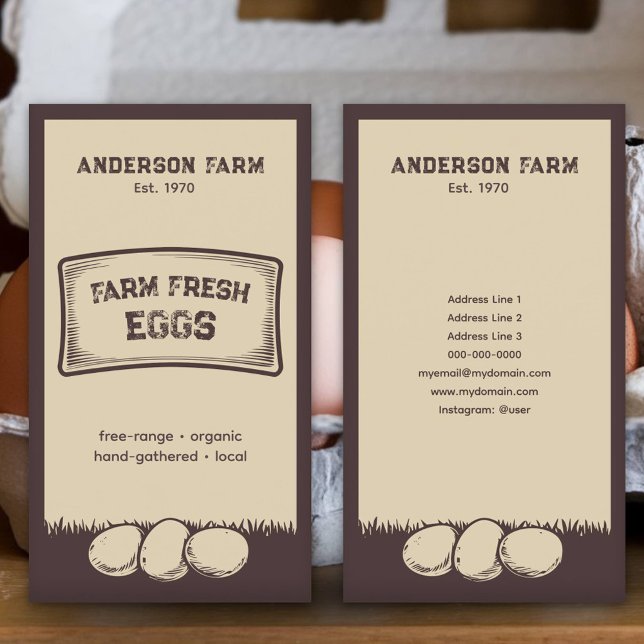 Rustic Brown Farm Fresh Eggs Business Card (Rustic Brown Farm Fresh Eggs Business Card)