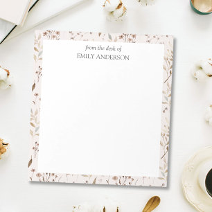 Rustic Brown Floral Botanical From The Desk of Notepad