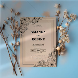 Rustic Brown Floral Wedding Invitation