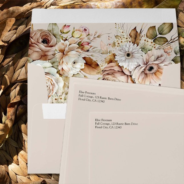 Rustic Brown Floral Wedding Invitation Envelope (Wedding invitation envelopes from Rustic Floral Brown Neutral Wedding Collection by Darling & May)