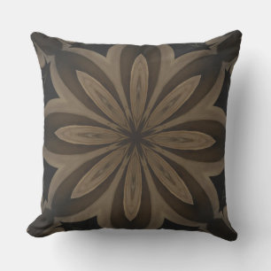 Rustic Brown Flower Kaleidoscope Design Outdoor Cushion