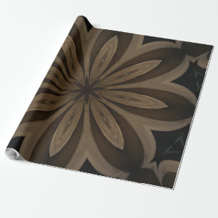 Rustic Brown Flower Kaleidoscope Design Wrapping Paper