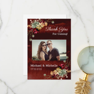 Rustic Brown Flowers Wedding Thank You Card