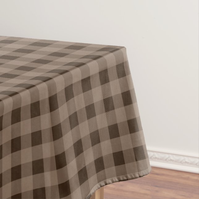 Rustic Brown Gingham Cabin Lodge Fall Tablecloth (In Situ)