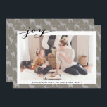 Rustic Brown Grey Burlap Elegant Script Minimalist Holiday Card<br><div class="desc">Rustic Brown Grey Burlap Elegant Script Minimalist Holiday Card. Send customisable and personalised holiday greetings to friends, colleagues and family in simple, chic, elegant and modern photo design festive, natural minimalist style cards! A beautiful calligraphy of " joy " frames your photo in front. Below photo features your custom greeting...</div>