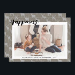 Rustic Brown Grey Burlap Simple Script HAPPINESS  Holiday Card<br><div class="desc">Rustic Brown Grey Burlap Simple Script HAPPINESS Holiday Card. Send customisable and personalised holiday greetings to friends, colleagues and family in simple, chic, elegant and modern photo design festive, natural minimalist style cards! A beautiful calligraphy of "HAPPINESS " frames your photo in front. Below photo features your custom greeting message...</div>