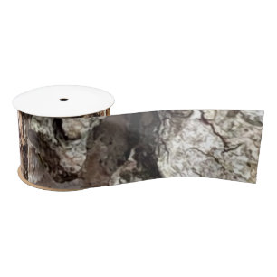 Rustic Brown Grey Tree Bark Texture Satin Ribbon