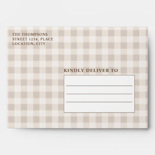 Rustic Brown Hares With Carrots Gingham Easter Envelope