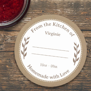 Rustic Brown Homemade with Love Label Sticker