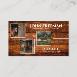 Rustic Brown Horses Photos Equestrian Business Card