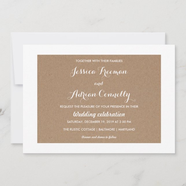 Rustic Brown Kraft Paper Country Wedding Invitation (Front)