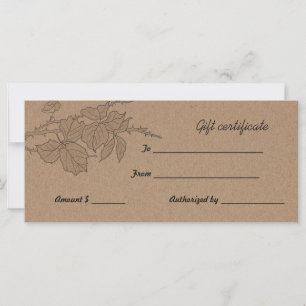 Rustic Brown Kraft Paper Leaves Gift Certificate