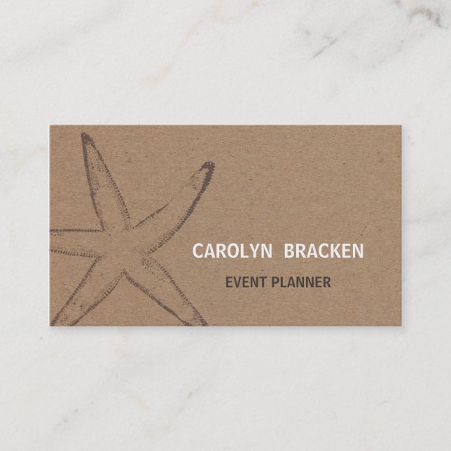 Rustic Brown Kraft Paper Starfish Business Card (Front)