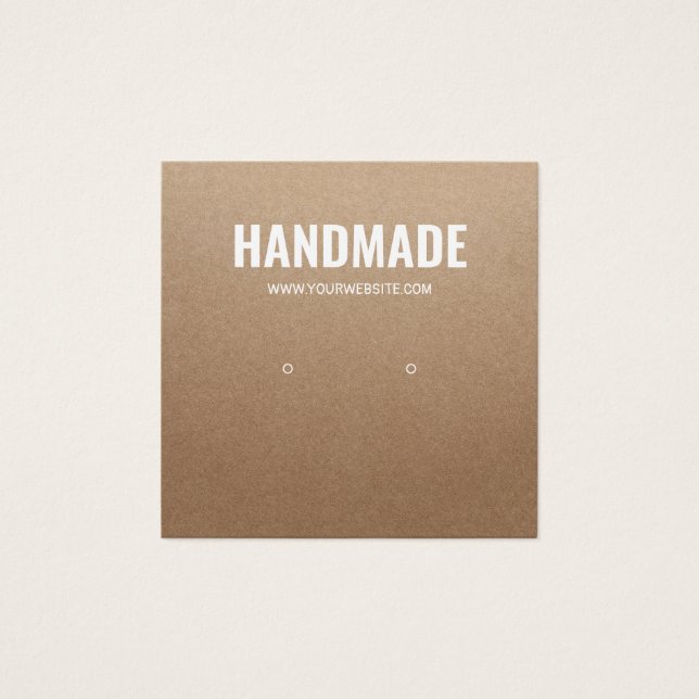 Rustic brown kraft white handmade stud earring (Front)