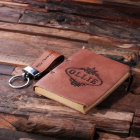 Rustic Brown Leather Keychain and Writing Journal