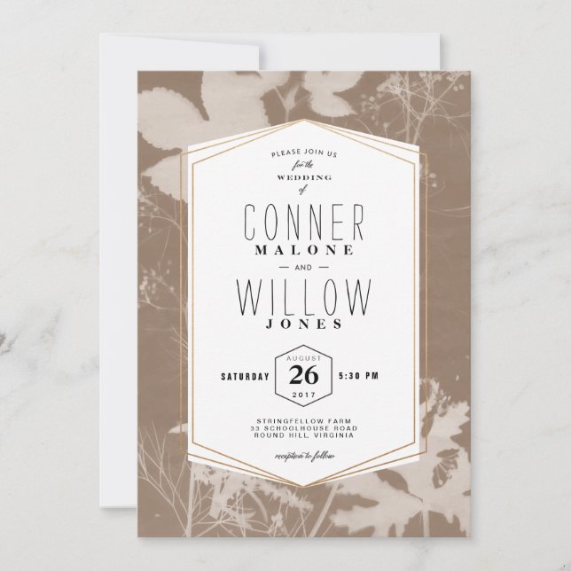 Rustic Brown leaves, Autumn, Fall Invitation (Front)
