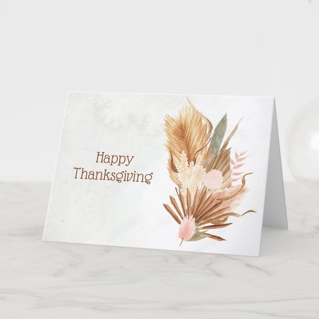 Rustic Brown Leaves Foliage Floral Thanksgiving Holiday Card (Creator Uploaded)