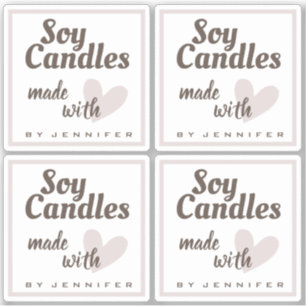Rustic Brown Made with Love Heart Natural Candles