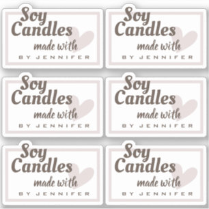 Rustic Brown Made with Love Heart Natural Candles