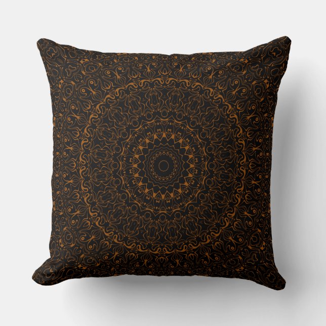 Rustic Brown Mandala with Western Charm Cushion (Front)