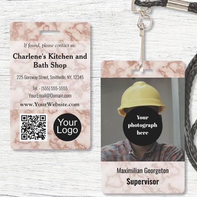 Rustic Brown Marble Marble ID Badge (Rustic Brown Marble Marble ID Badge by Office Accessories Shop)