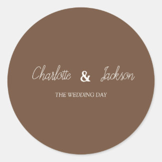 Rustic Brown Monogram Old Money Wedding Sticker