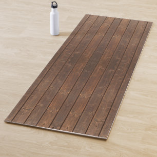 Rustic Brown Oak Wood Floor Yoga Mat