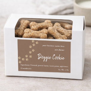Rustic brown paper dog paw path doggie cookie rect rectangular sticker
