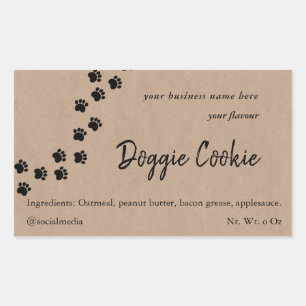 Rustic brown paper dog paw path doggie cookie rectangular sticker