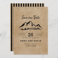Rustic Brown Paper Mountains Save The Date