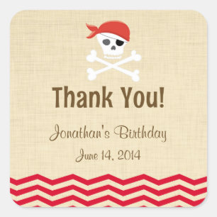 Rustic Brown Pirate Birthday Stickers
