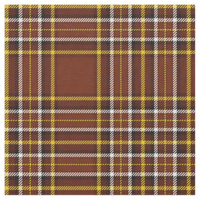 Rustic brown plaid, with gold/white/black stripe fabric (Close Up)