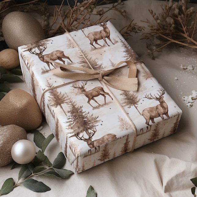  Rustic Brown  Reindeer Christmas Wrapping Paper (Creator Uploaded)