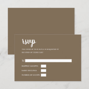Rustic Brown Simple Calligraphy Modern RSVP Card