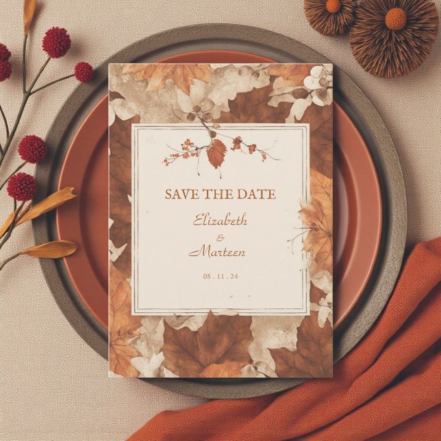 Rustic Brown Terracotta Floral Autumn Invitation (Creator Uploaded)