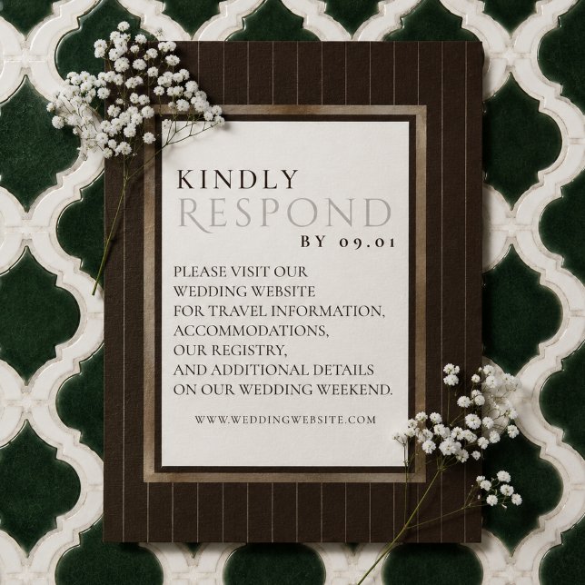 Rustic Brown Thin Stripe Pattern Wedding QR Code RSVP Card (Rustic Brown Thin Stripe Pattern Wedding QR Code RSVP Card)