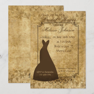 Rustic Brown Vintage paper Bridal Shower Invitation