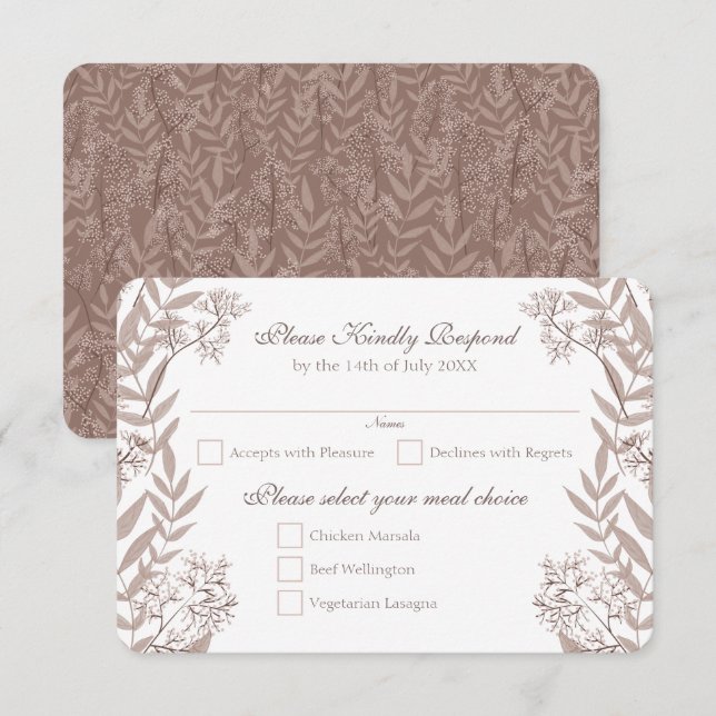 Rustic Brown Wedding Vintage Botanical Invitation (Front/Back)