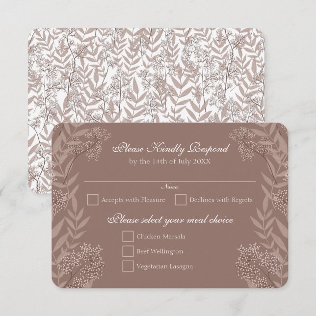 Rustic Brown Wedding Vintage Botanical Invitation (Front/Back)