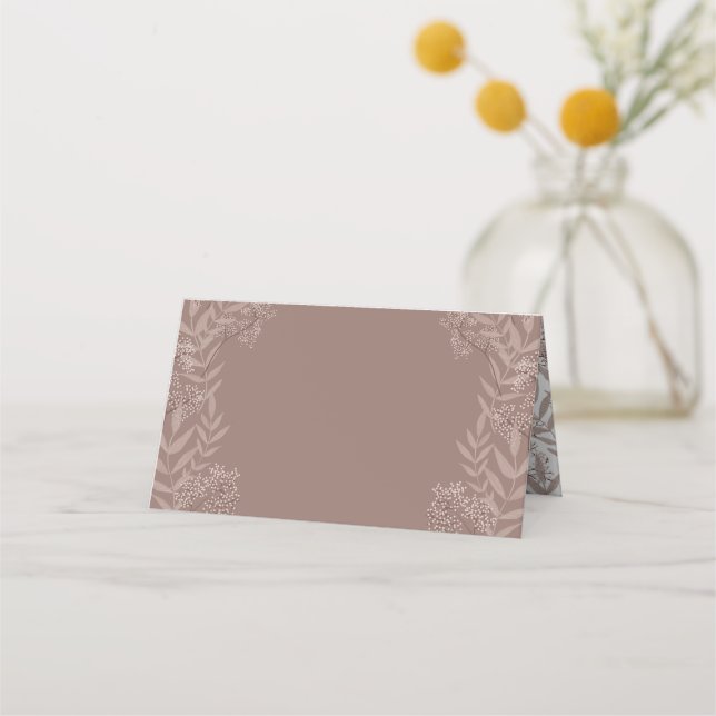 Rustic Brown Wedding Vintage Botanical Place Card (Front)